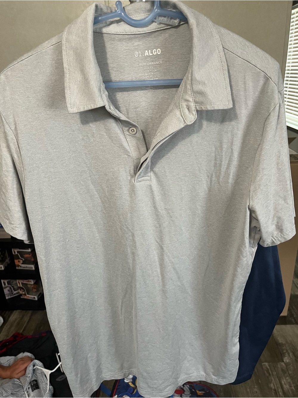 01.ALGO Men's Gray Performance Polo